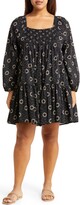 Thumbnail for your product : Treasure & Bond Spiral Print Smocked Neck Long Sleeve Dress