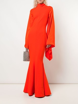 SOLACE London Bishop-Sleeved High-Neck Gown