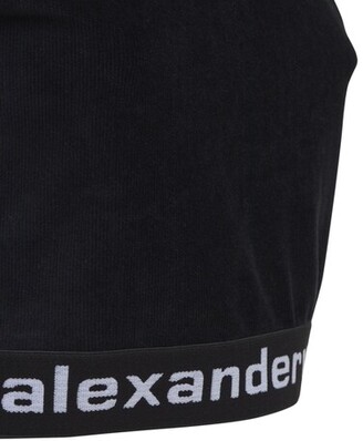 Alexander Wang Stretch Corduroy Crop Top W/ Logo Band