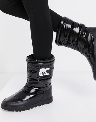 Sorel Joan Of Arctic padded snow boots in black patent