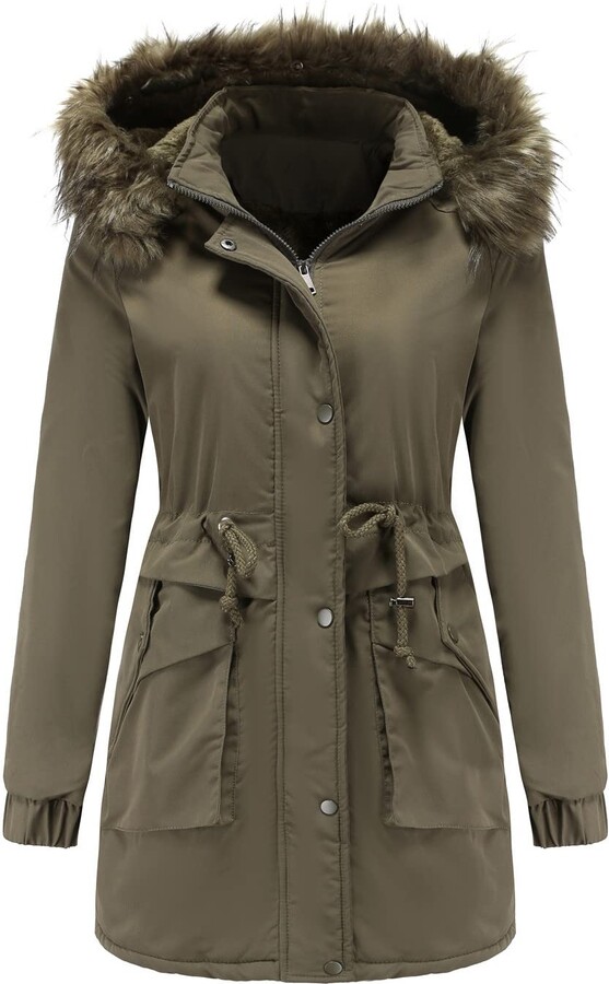 green coat with fur hood