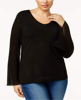 Thumbnail for your product : INC International Concepts Plus Size Sheer Bell-Sleeve Top, Created for Macy's
