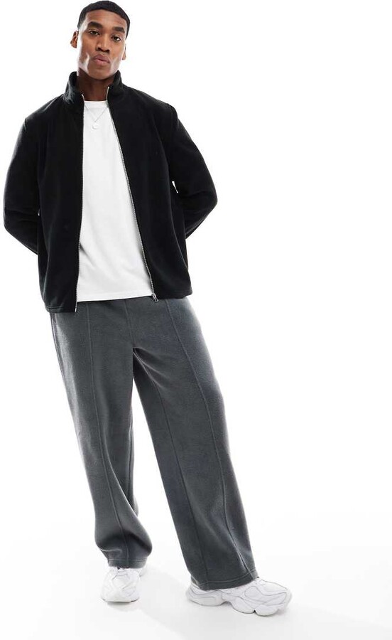 ASOS DESIGN fleece shacket in black