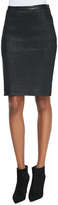 Thumbnail for your product : Richard Chai Andrew Marc x Woven Leather-Front Mid-Length Skirt