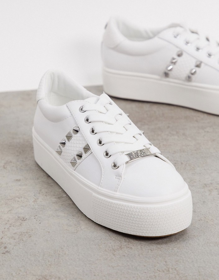 ladies white flatform trainers
