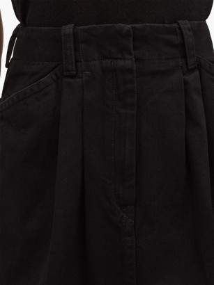 Lemaire High-rise Pleated-front Denim Midi Skirt - Black