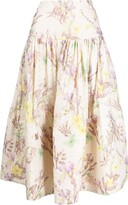 Floral-Print Midi Skirt 