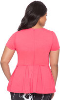 Thumbnail for your product : ELOQUII Plus Size Ponte V-Neck Peplum Top