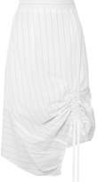 Thumbnail for your product : Clu Ruched Pinstriped Cotton-poplin Skirt