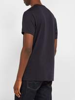Thumbnail for your product : Burberry Logo Embroidered V Neck Cotton T Shirt - Mens - Navy