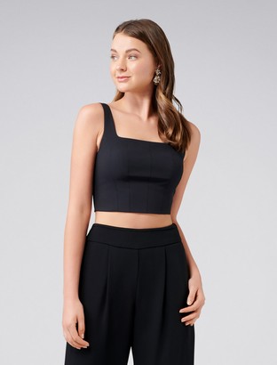 Forever New Carly Square Neck Fitted Crop Top - Black - 12