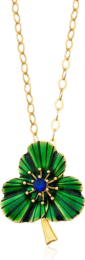 Milou Jewelry Green Three-Leafed Clover Necklace
