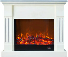 Hokku Designs White Solid Wood Electric Fireplace