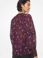 Thumbnail for your product : Michael Kors Paisley Georgette and Lace Poet-Sleeve Blouse
