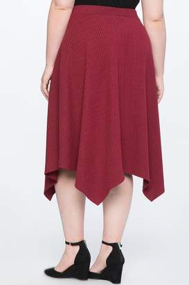 ELOQUII Handkerchief Hem Ribbed Knit Midi Skirt (Plus Size)