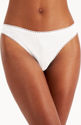 Charter Club Everyday Cotton Women's Lace-Trim Thong, Created for Macy's