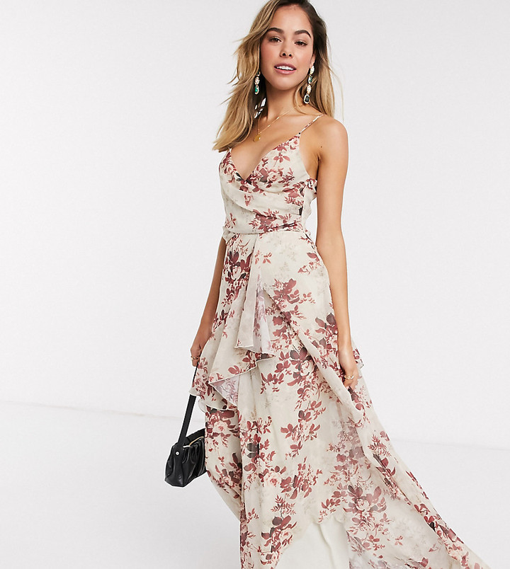 asos design ruffle maxi dress with open back in all over sequin