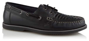 George Black Woven Leather Lace-Up Loafers