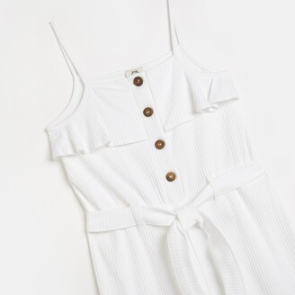kind society River Island Girls White ribbed jumpsuit - ShopStyle