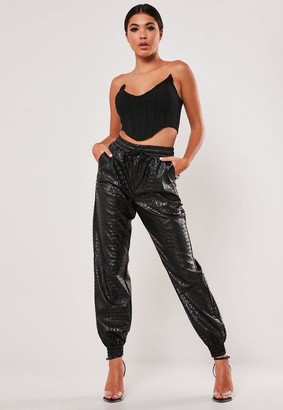 faux leather jogger pants for womens