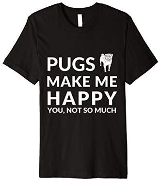 Happy Pug Tee: Womens Funny Pug Shirt