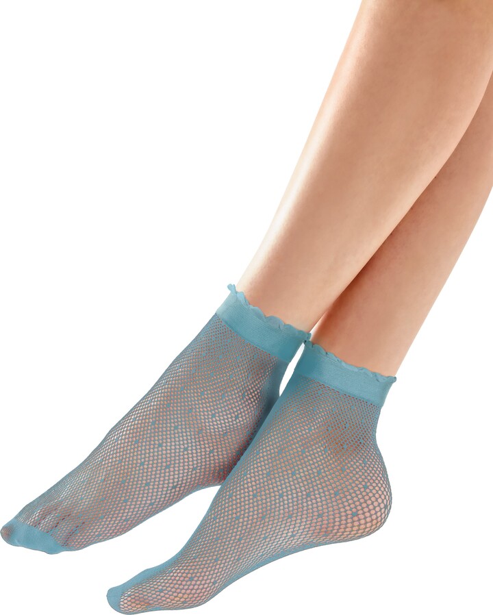 PN AVN7 PRETTY POLLY Stumpfhose Premium Fashion Fishnet Ankle Socks OneSize 