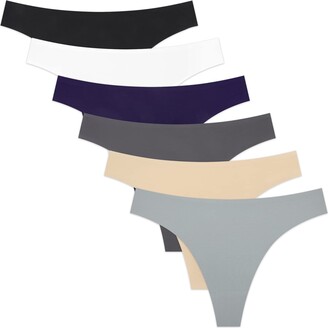 Yrendenge 6 Pack Ice Silk Seamless Thongs for Women Multicolor