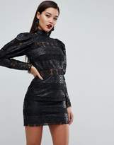 Thumbnail for your product : ASOS Edition Embossed Pu And Lace Cocktail Mini Dress