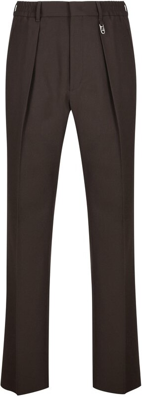 Fendi All-over Monogram Pleated Pants in Brown for Men