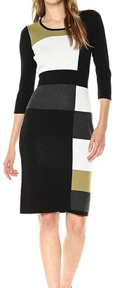 Gabby Skye Women's 3/4 Sleeve Scoop Neck Midi Sweater Sheath Dress
