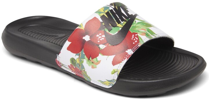 red nike slides women