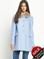 Thumbnail for your product : Love Label Faux Fur Collar Dolly Coat