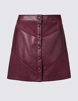 Marks and Spencer Faux Leather A-Line Mini Skirt