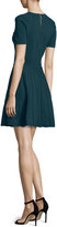 Thumbnail for your product : Milly Short-Sleeve Pointelle-Trim Fit-&-Flare Dress, Peacock
