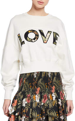 Rebecca Minkoff Ruby Tropical Love Applique Cotton Sweatshirt