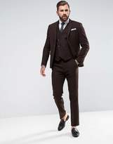 Thumbnail for your product : ASOS DESIGN Slim Suit Jacket in 100% Wool Harris Tweed In Brown