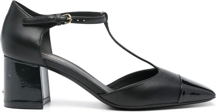 Black Patent Leather Black T Strap High Heel Sandals Womens