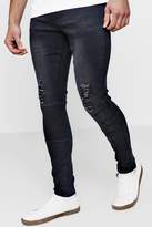 Thumbnail for your product : boohoo Super Skinny Jeans With Biker Panelling