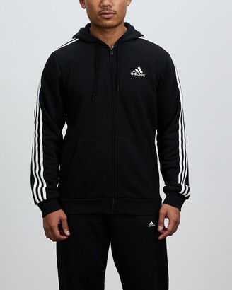 adidas Men's Black Hoodies - Essentials Fleece 3-Stripes Full-Zip Hoodie -  Size S at The Iconic - ShopStyle