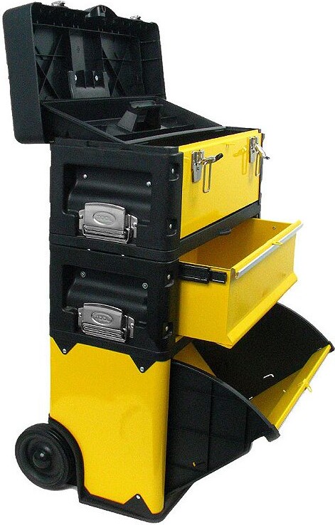 Stalwart Portable Tool Box on Wheels - Stackable Chest - Workshop