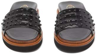 Tod's Gommini Fussbett Leather Studded Slides - Womens - Black