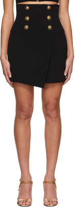 Balmain Black Crepe High-Waisted Miniskirt