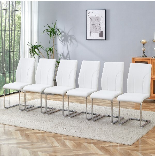 EPOCH VENTS Setof6PUUpholsteredDiningChairswithHighBackandSturdyLegs,ComfortableModernChairsforDiningRoom,Kitchen