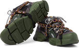 Thumbnail for your product : Gucci Flashtrek Embellished Suede, Leather And Mesh Sneakers