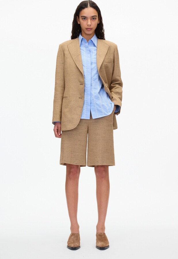 Collarless Relaxed Blazer in FAWN