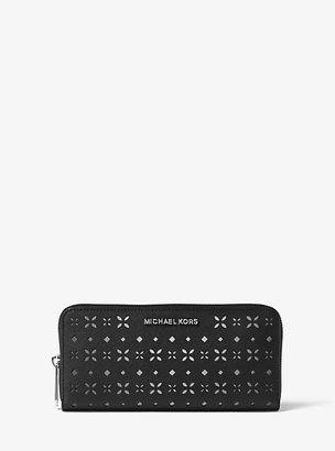 Michael Kors Jet Set Travel Perforated-Leather Continental Wallet