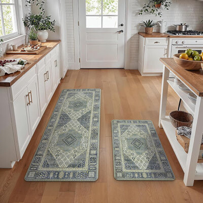Kitchen Mats For Floor 2Pcs, Washable Anti Fatigue Mat For Cushioned, 17.3"X59"+17.3"X30", Waterproof