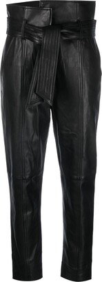 Veronica Beard Belted Faux Leather Trousers