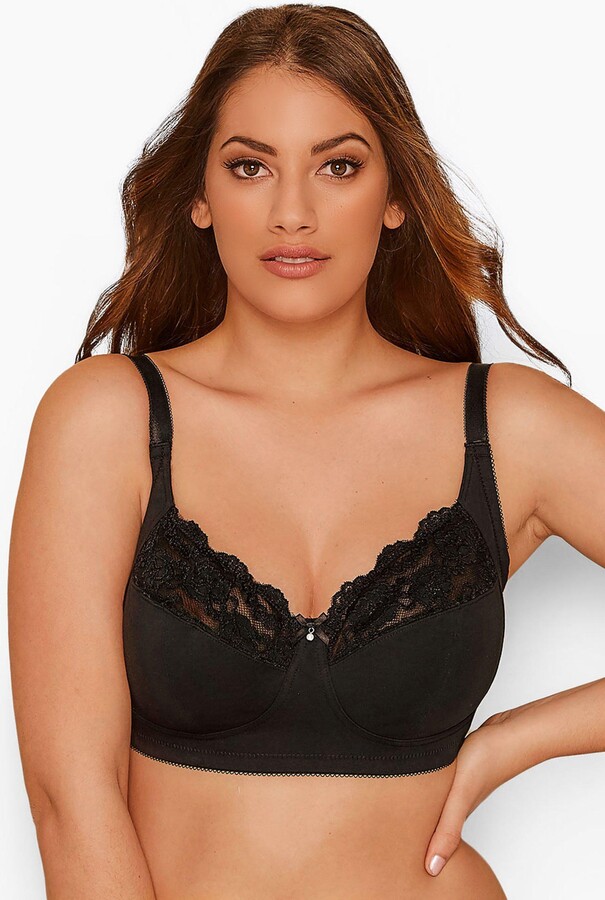Yours NonWired Cotton Bra With Lace Trim ShopStyle