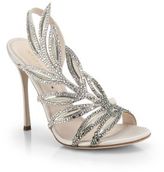 Thumbnail for your product : Sergio Rossi Flora Swarovski Crystal & Satin Slingback Pumps